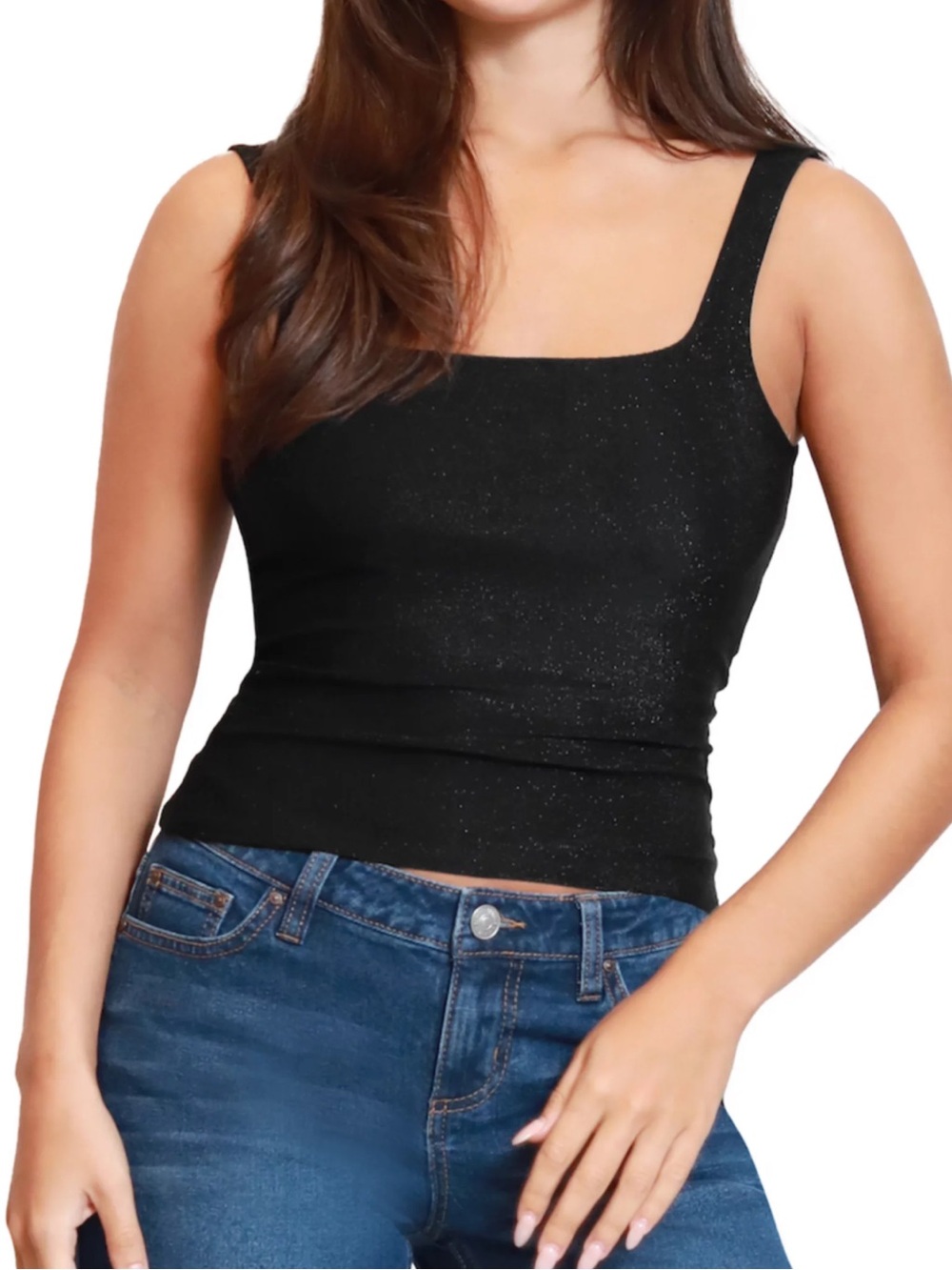 NWT Shimmery Black Metallic Tank Top Sz XL